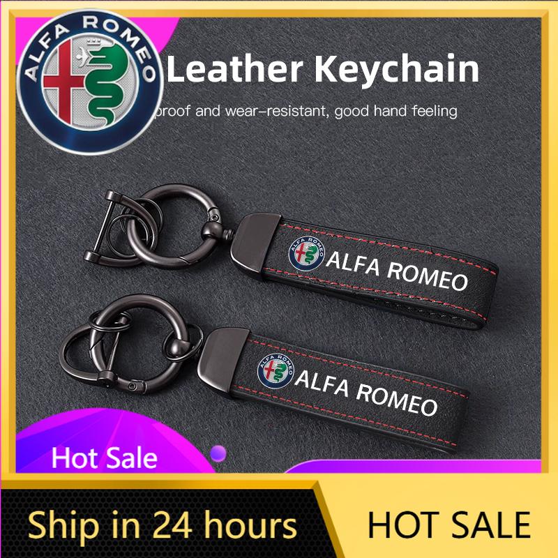 Car Stickers For Alfa Romeo Suede Leather Car Keychain Key Ring Car Emblem Accessories For Alfa Romeo 156 159 147 4C 8C 166 Giul