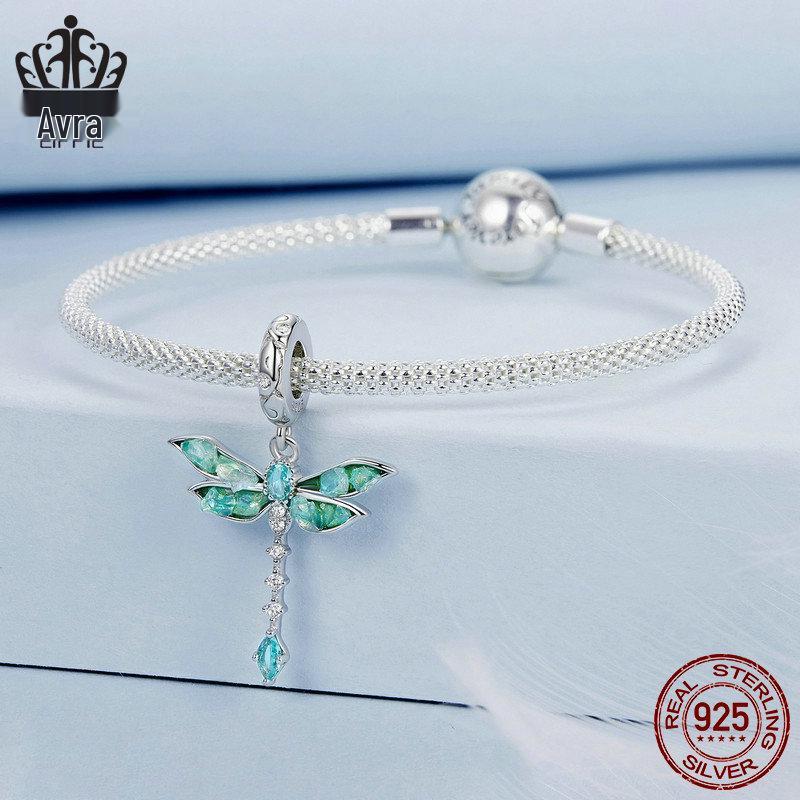 Avle Pendentif Libellule Exquis: Argent Sterling S925, Plaqué Platine, Bijoux Perlés DIY.