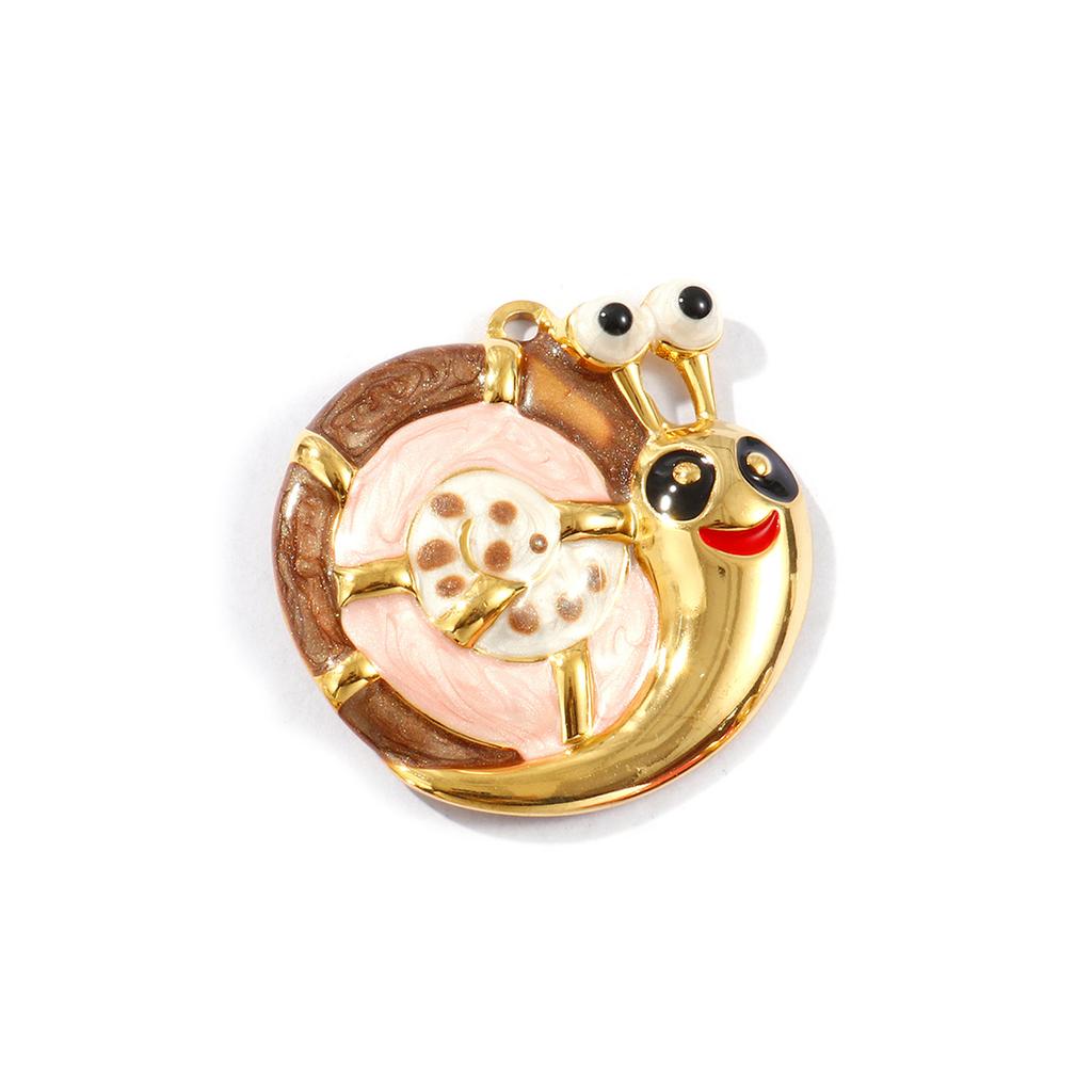 1pc Stainless Steel Charms 18K Gold Plated Snail Animal Pearlized  Multicolor Enamel Pendant DIY Necklace Jewelry 4.3cm X 4.3cm