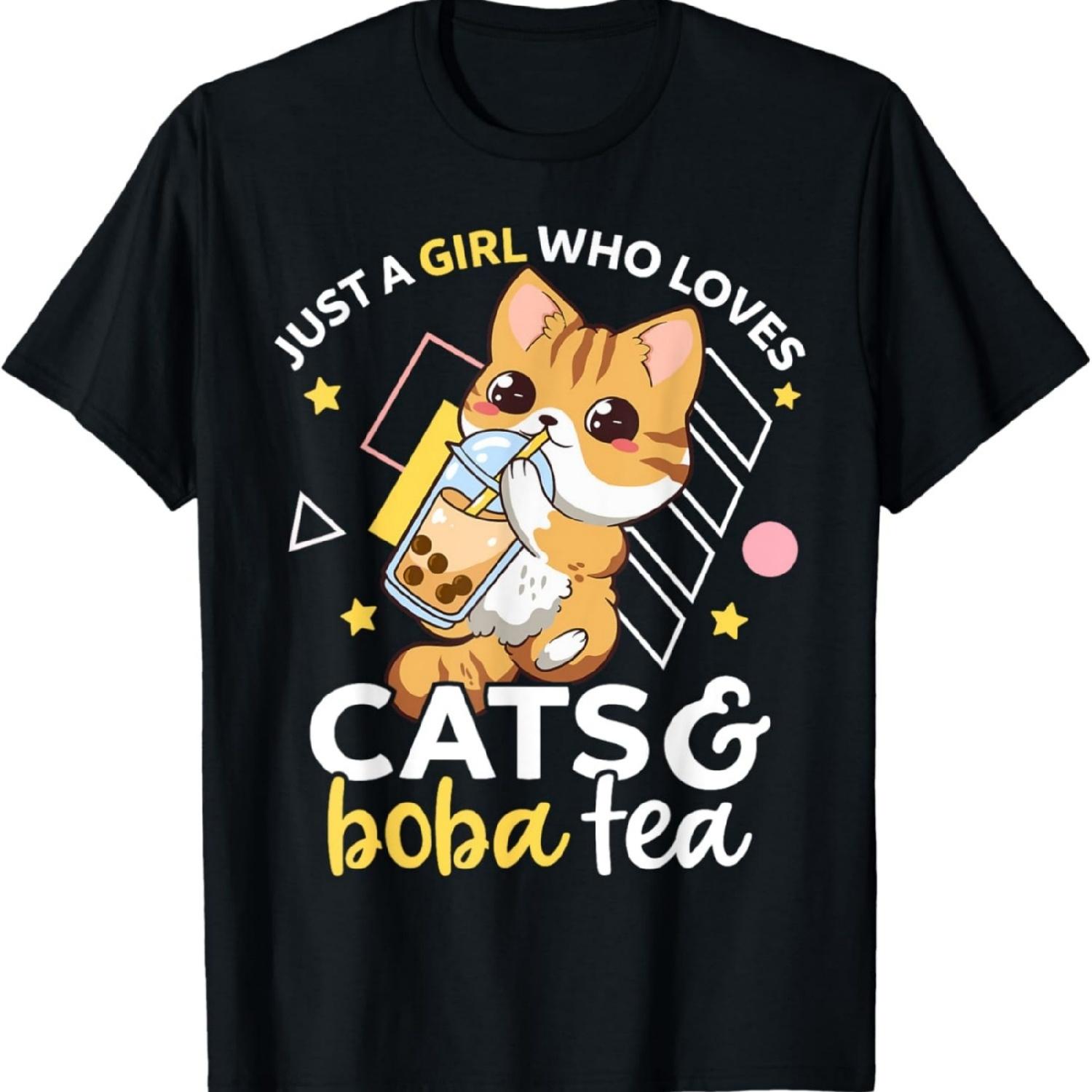 Just A Girl Who Loves Cats and Boba Tea Neko Bubble Milk Tea T-Shirt S