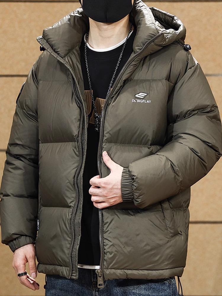 Men's 90% Grey Duck Down Hooded Puffer Jacket - New Winter/Autumn Style