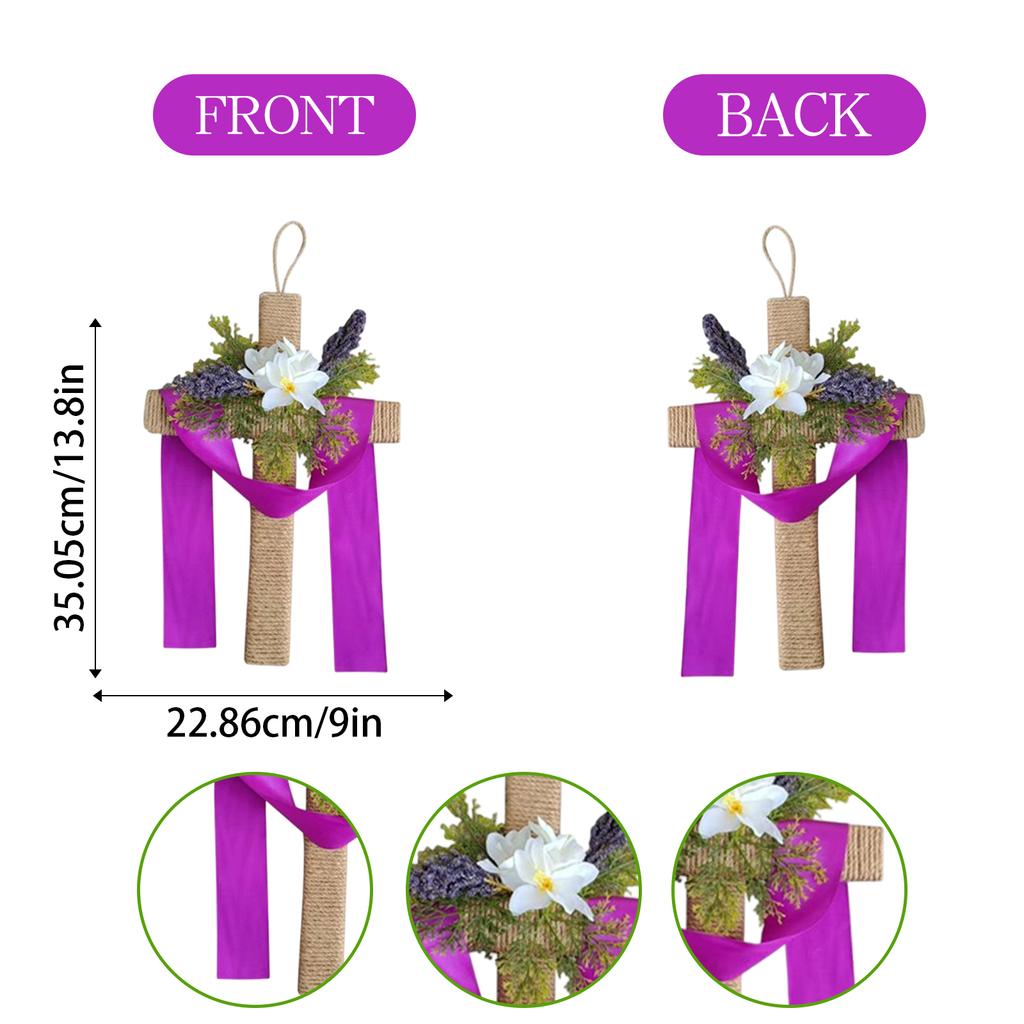 Easter Cross Door Hanging Purple Porch Decoration Spring Easter Party Pendant