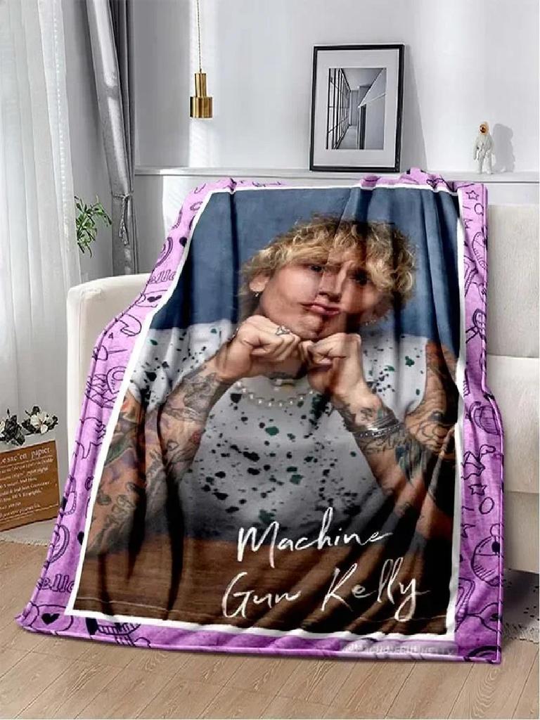Machine Gun Kelly Poster Flannel Blanket Warm Music Art Throw for Bedroom Sofa Bed Travel Picnic Fan Gift