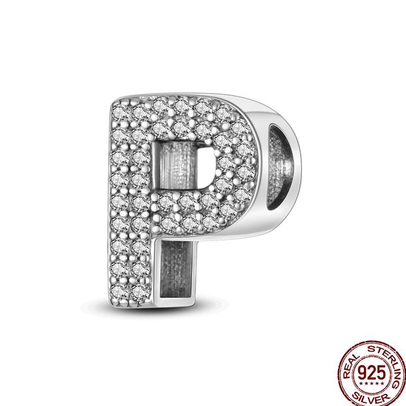 Copper 26 Letter Copper Series Shiny Zircon Lucky Letter Beads Charm Suitable Fit 3Mm Original Bracelet