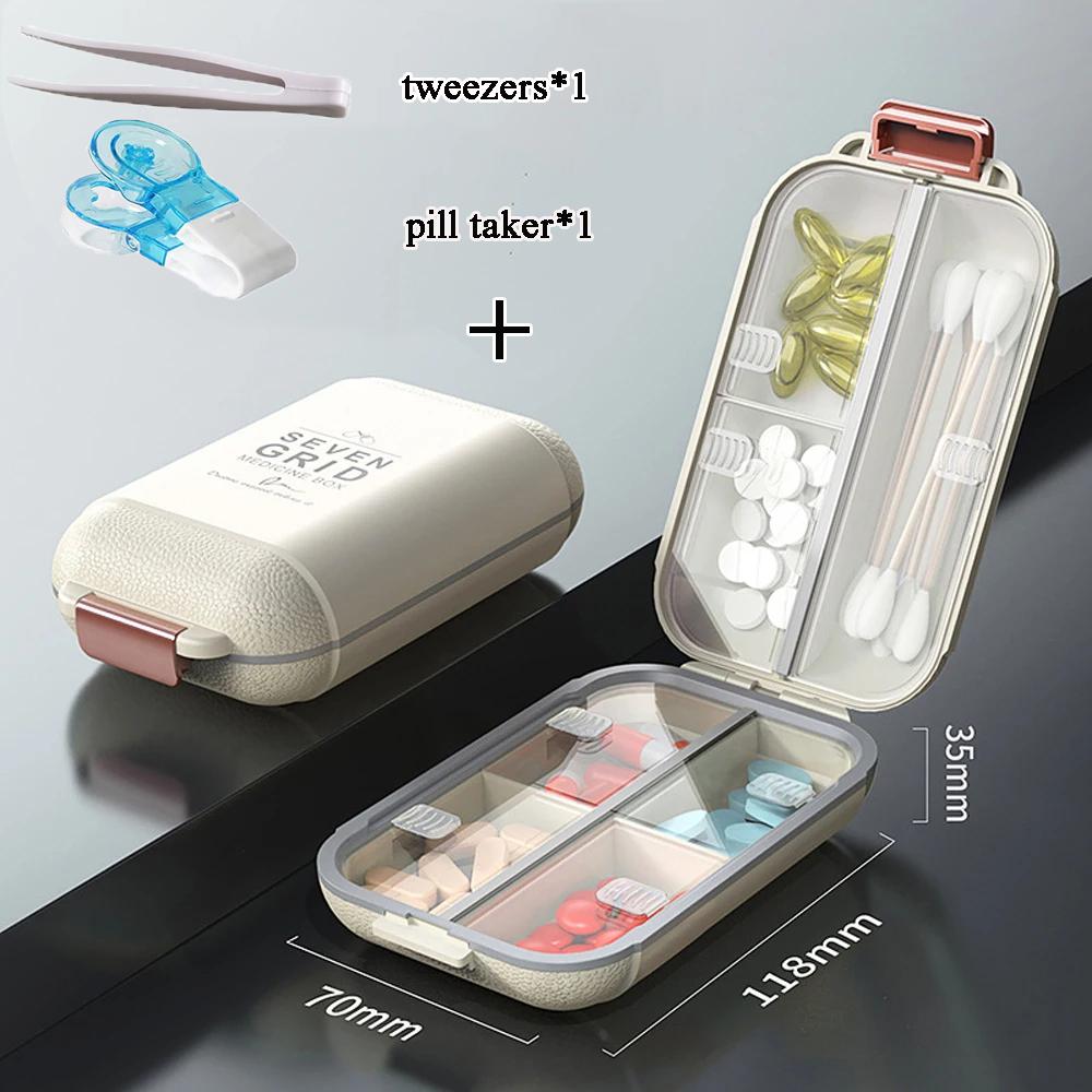 7 Grids Weekly Portable Travel Pill Box Sealable Moisture-Proof Pills Container Storage Tablets Vitamin Medicine Organizer