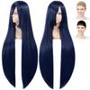CaseEden Cosplay Wig, Premium, Smooth, Long, 100cm, Blue-Black, WIG6161