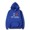 I Love TV Girl T-skjorte Kunst Estetisk Grafisk hettegenser Unisex kvinner Oversized hettegenser Unisex høykvalitets mote hettegensere
