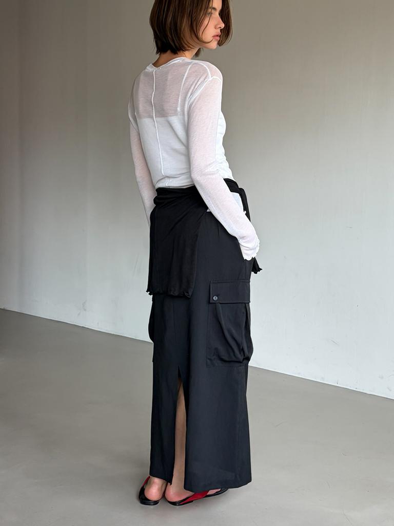 Kelidu Big Pocket Cargo Maxi Skirt_Black