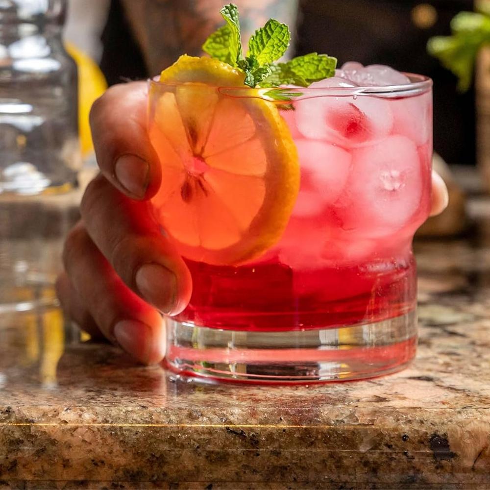 Round Transparent Glass Cup, Stackable Double-layer Old-fashioned Water Cup, Suitable for Coffee, Milkshake and Wine