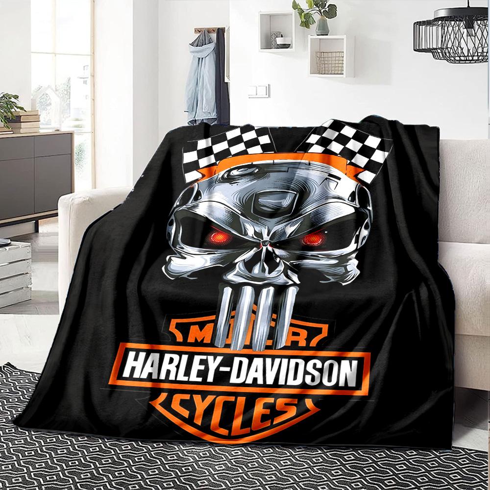 1pc Harley-Davidson Blanket, Gift, for Men and Women, Soft Blanket, Good for Sofa Bed Couch Travel, Lightweight Flannel Blanket