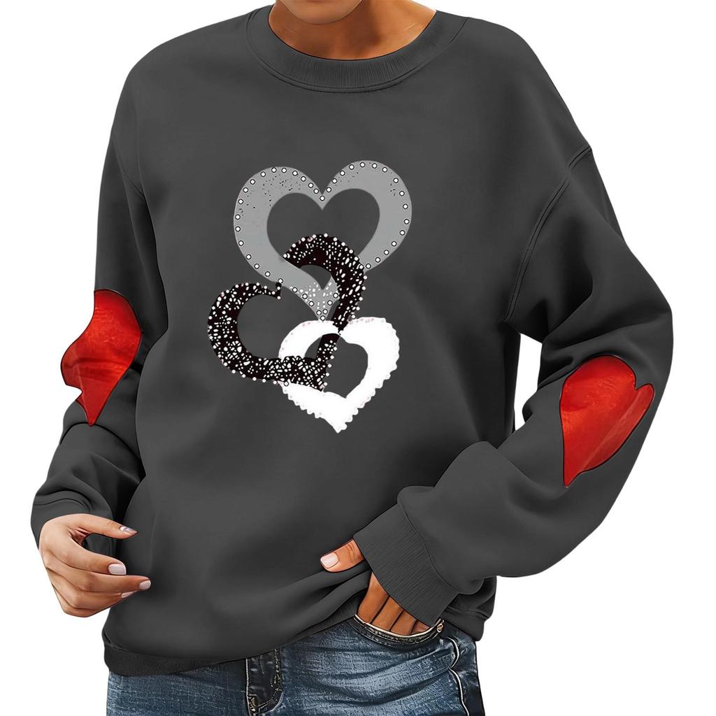 Ladies' Valentine's Day Printed Casual Long Sleeved Sports Hoodie Top