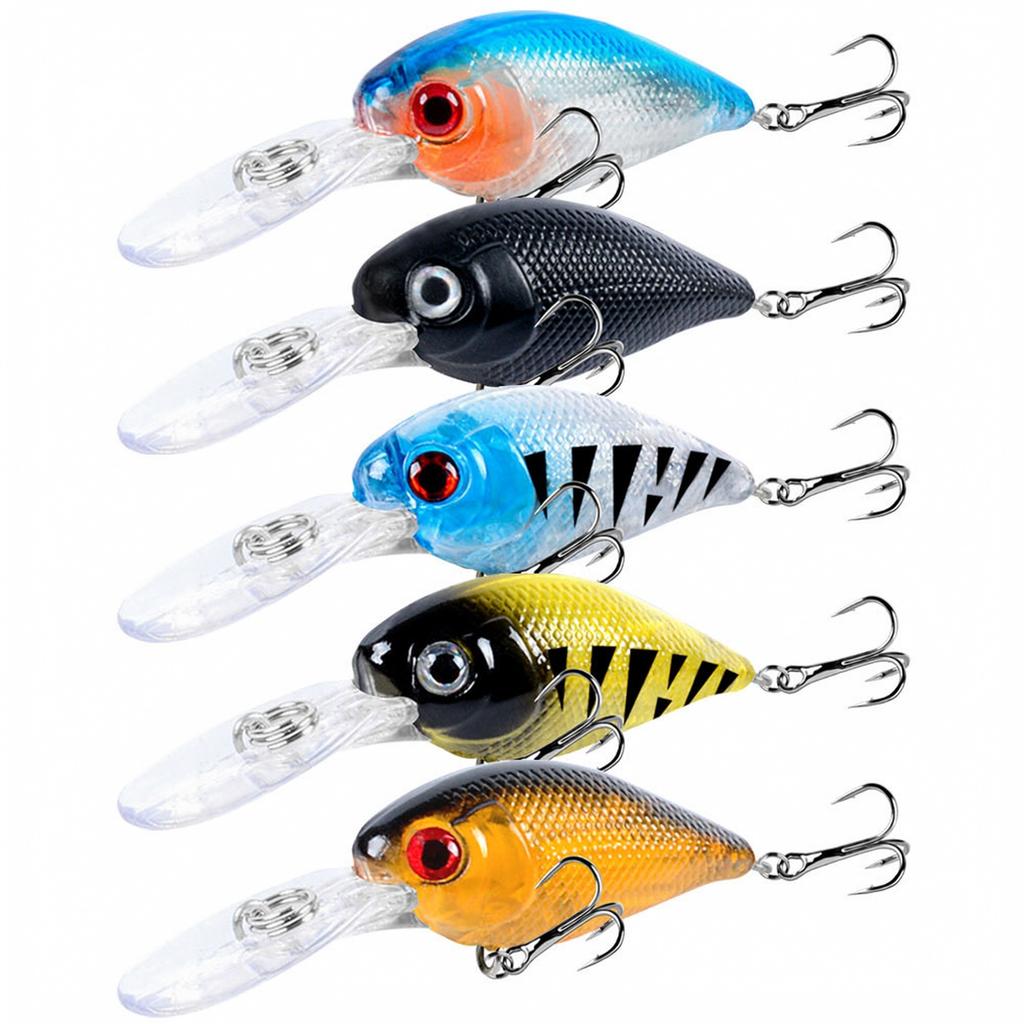 Fishing Floating Crankbait with Rattles, Lifelike Fish Pattern for and Trout