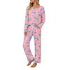 Women's V-Neck Pajama Set Long Sleeve Top and Pants Loose Fit Plus Size Two-Piece Loungewear for Spring and Fall