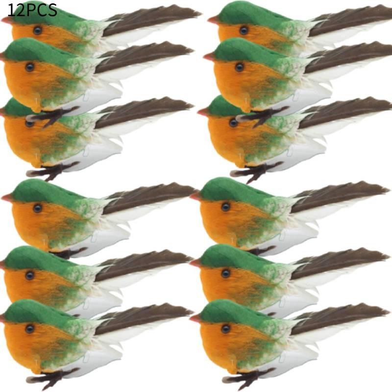 

On 12x Clip Christmas Robins Festive Xmas Tree Bird Decoration Ornament Animal Green