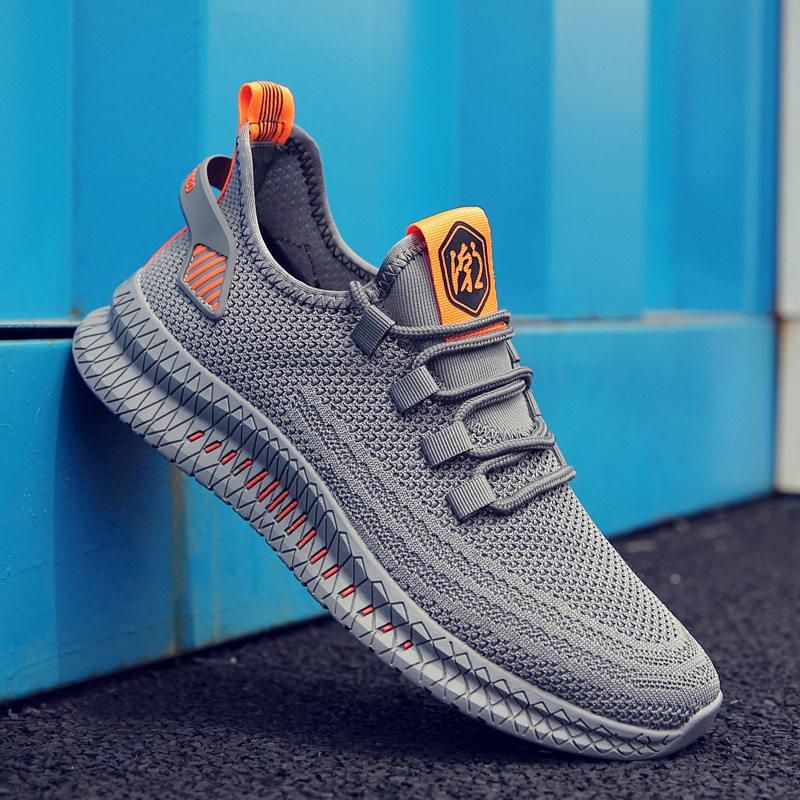 

2025 новые весенне-летние дышащие сетчатые летающие тканые кроссовки Tide мужские спортивные и любительские сетчатые кроссовки для бега с дезодорантом 44 серый