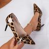 Sexy Leopard Print Women Pumps Pointed Stiletto Single Shoes Elegant Banquet Party Shoes Patent Leather High Heels Single Shoes