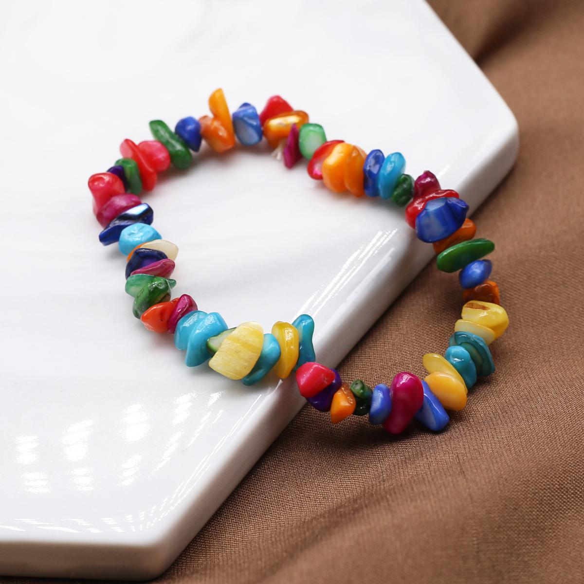 

Новый стильный женский браслет из натуральной ракушки, окрашенный гравийный браслет для женщин, цепочка для подарка на день рождения, 18 см 18CM