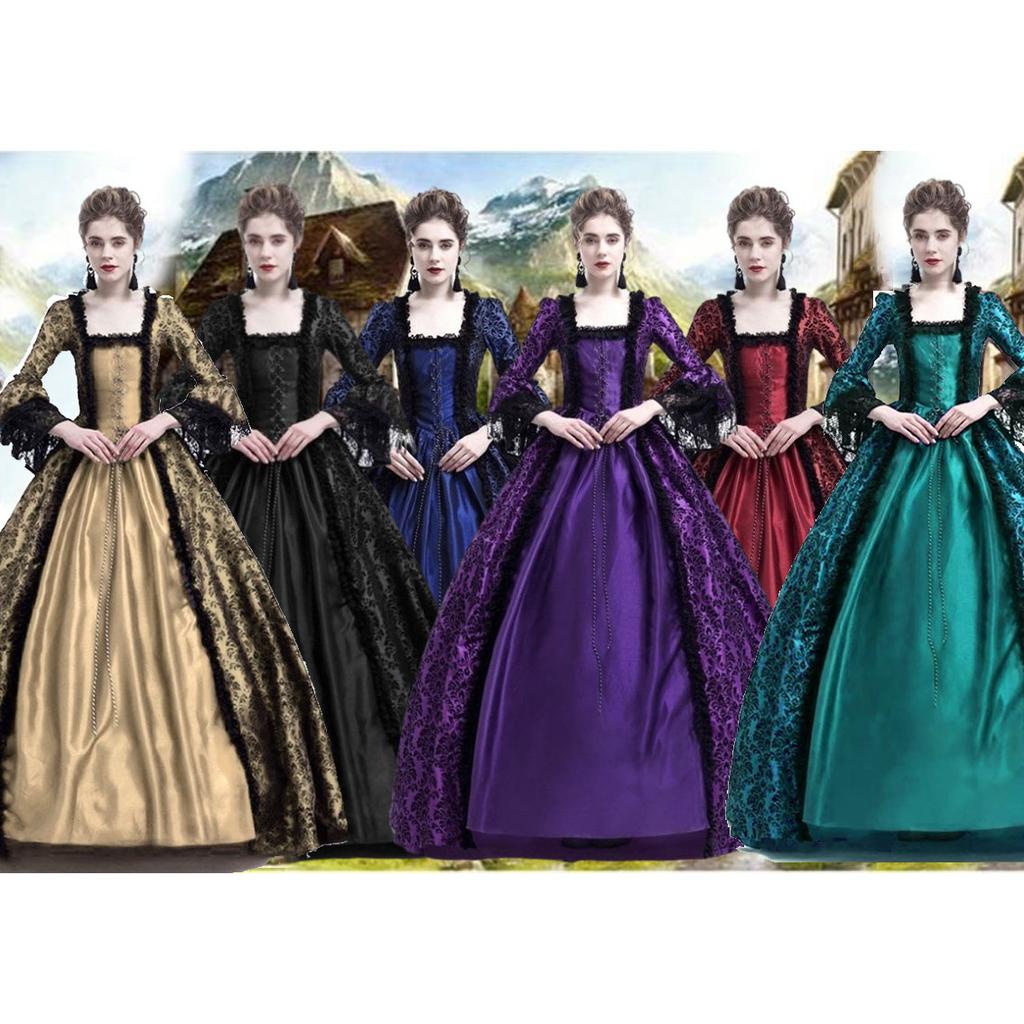 Medieval Palace Princess Cosplay Dress Adults Evening Women Renaissance Party Halloween