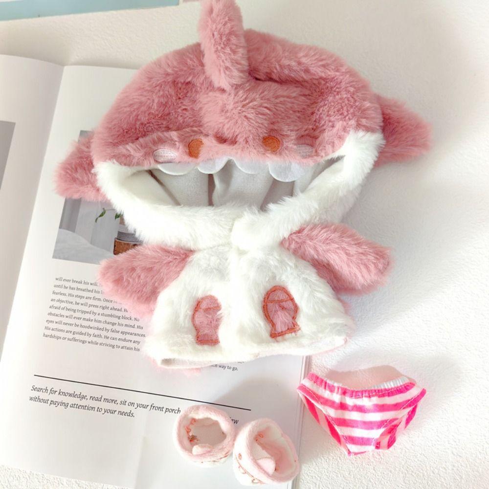 

Lovely Shark Hoodie Doll Coat Plush Stuffed Doll Accessories Cute 20cm Cotton Doll Clothes Kids