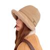 Warm Fisherman Hat for Women In Autumn and Winter, Hepburn Style, Fleece-lined, Octagonal Hat That Makes the Face Look Smaller, Versatile Plush Hat