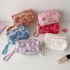 Plush Makeup Bags With Handle Soft Travel Cosmetic Storage Bag Portable Love Print Organizer Pencil Case Cute Clutch Pouch
