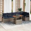 Garden Dining Set with Cushions 7 Pcs Grey and Navy Blue