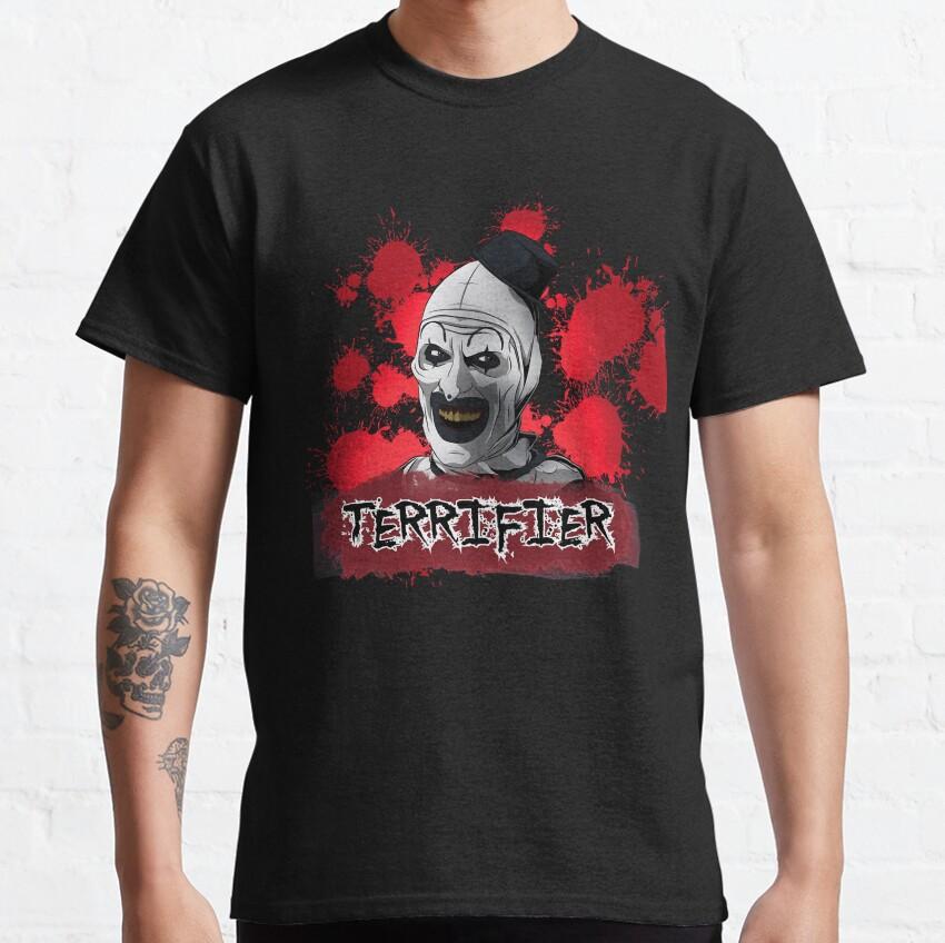 Vintage Terrifier TShirt for Men Horror Movie Scary Clown QHalloween Terrifier Film 100 Cotton Printed Tees Gift Idea Tops