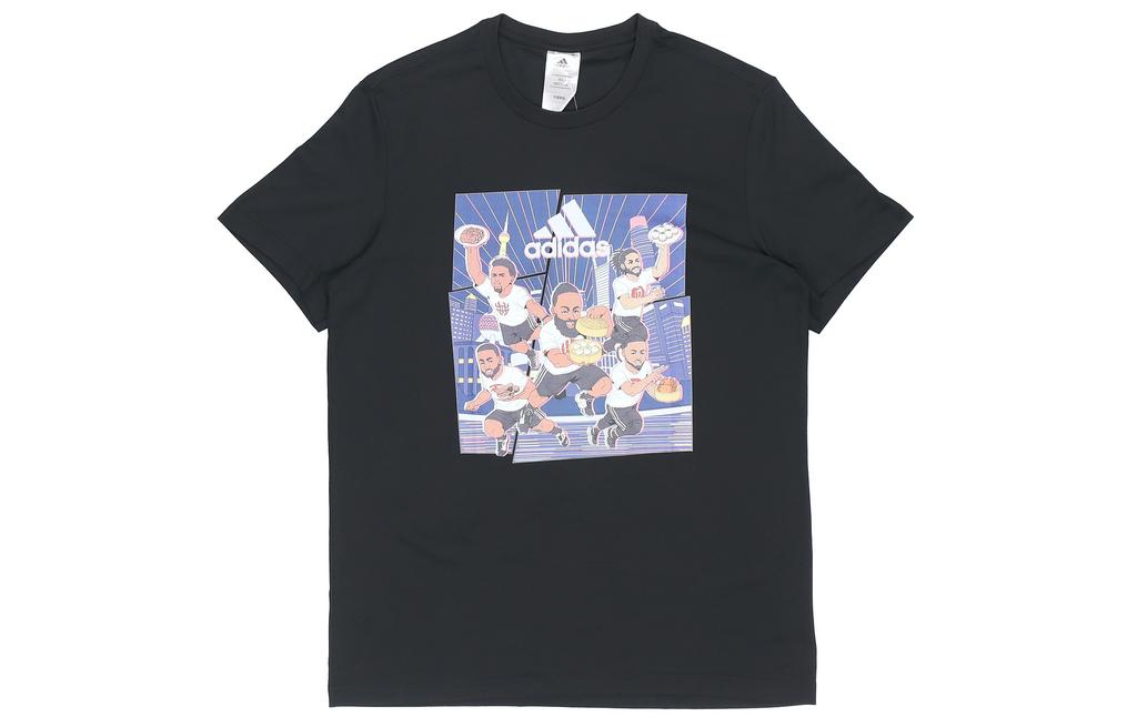 adidas T Shirts Men's Black Crew Neck Moderate Straight Fit GE1058