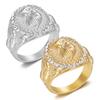 New Hot-Selling Animal Hip-Hop Jewelry Titanium Steel Gold-Plated Diamond-Encrusted Eagle Men's Ring