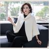 Autumn and Winter Warm Little Cloak Fashionable and Versatile Cape Jacket Women's Round Neck Embroidered Top