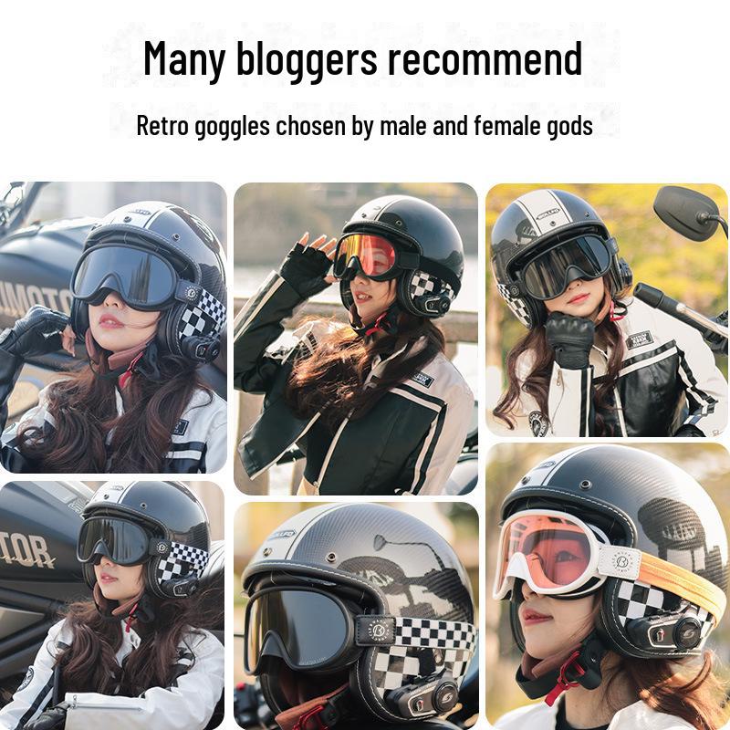 "Day-Night Dual-Use Retro Motorcycle Goggles: Color-Changing, Myopia-Compatible for Harley Helmets"