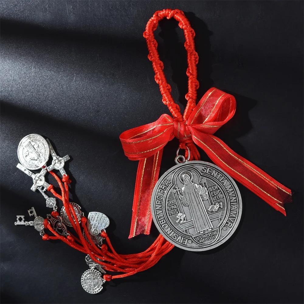 Vintage Catholic Hanging Ornaments Catholic San Benito Medalla Cross  Home Office Decoration