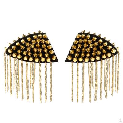 1 Pair Alloy European Tassels Chain Brooch Shoulder Board