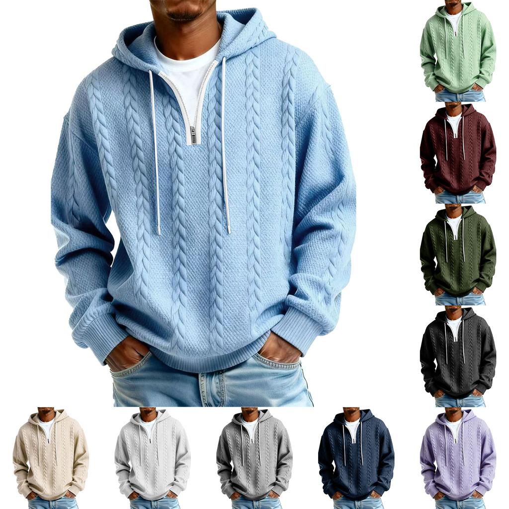 Men's Long Sleeves Leisure Sports Half Zipper Hooded Hood Hoodie