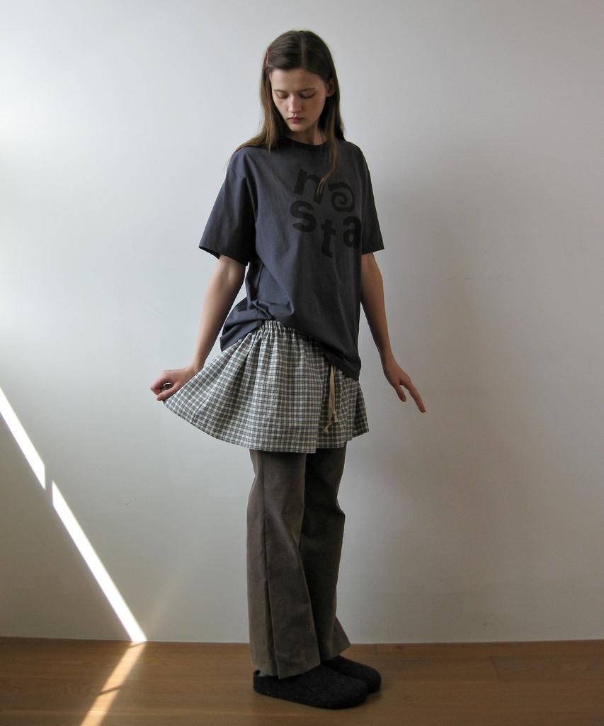 Natsu Check Layered Skirt, Black