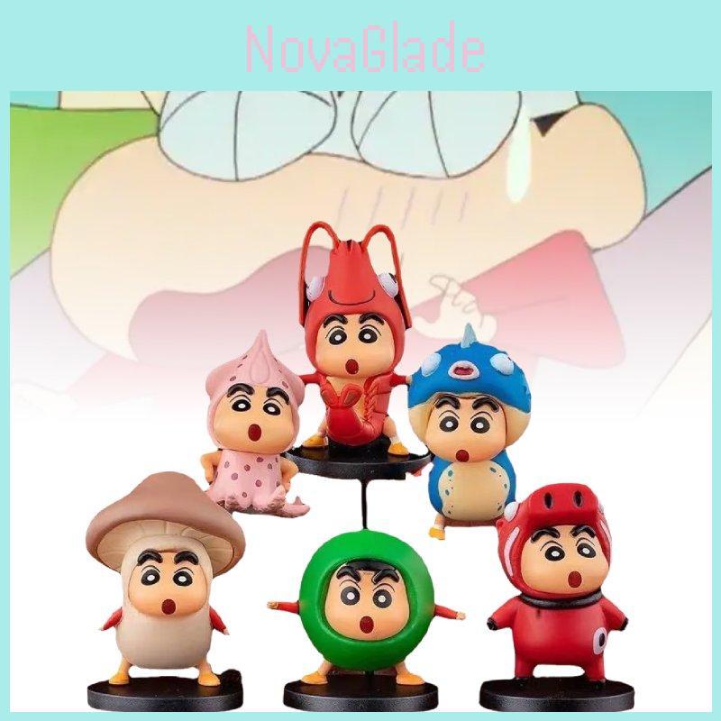 Colorful Pvc Food Wax Crayons Cute Shinchan Figurine Set With Lobster Octopus Design