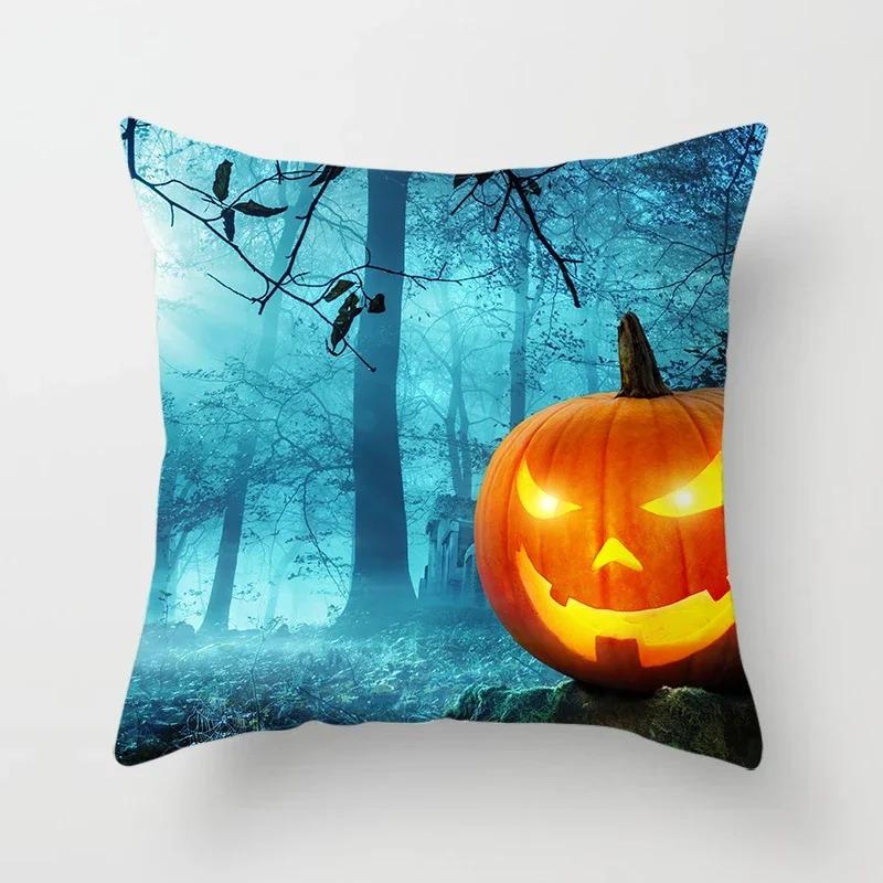 Halloween Theme Pillowcase Car Office Living Room Sofa Halloween Pumpkin Lantern Decoration Pillowcase