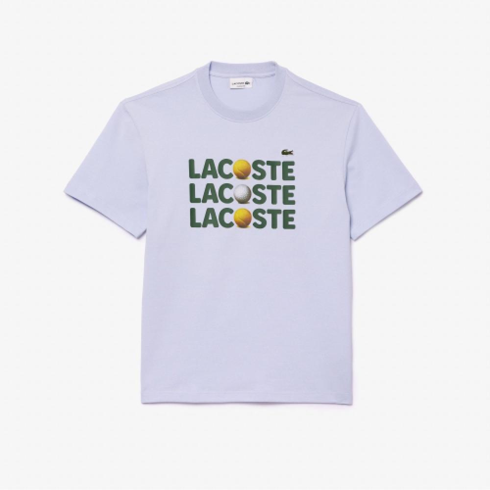 

LACOSTE Мужская футболка из плотного джерси с рисунком мяча [светло-синий]