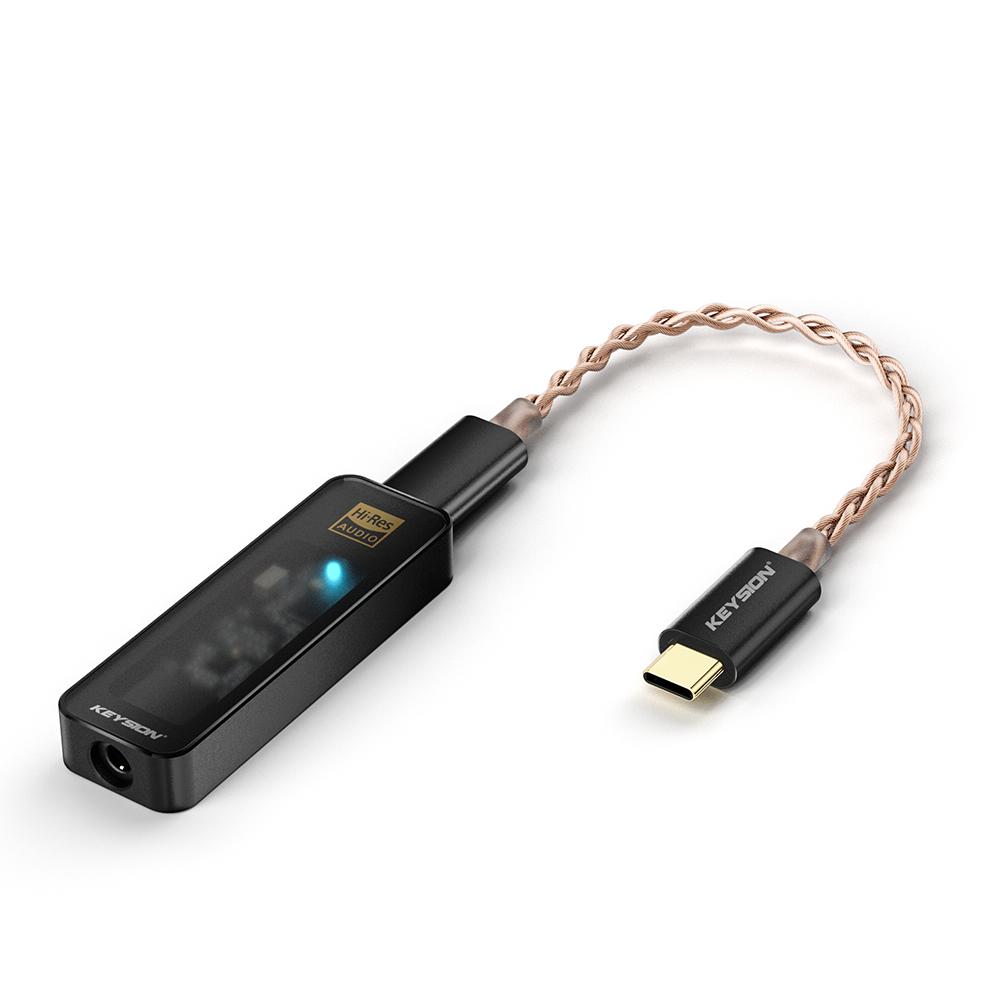 KEYSION CS43198 DSD256 384KHz USB DAC Audio HiFi Decoder ADC HD Radio Type-C to 3.5mm Headphone Amplifier for iOS Android Win 10