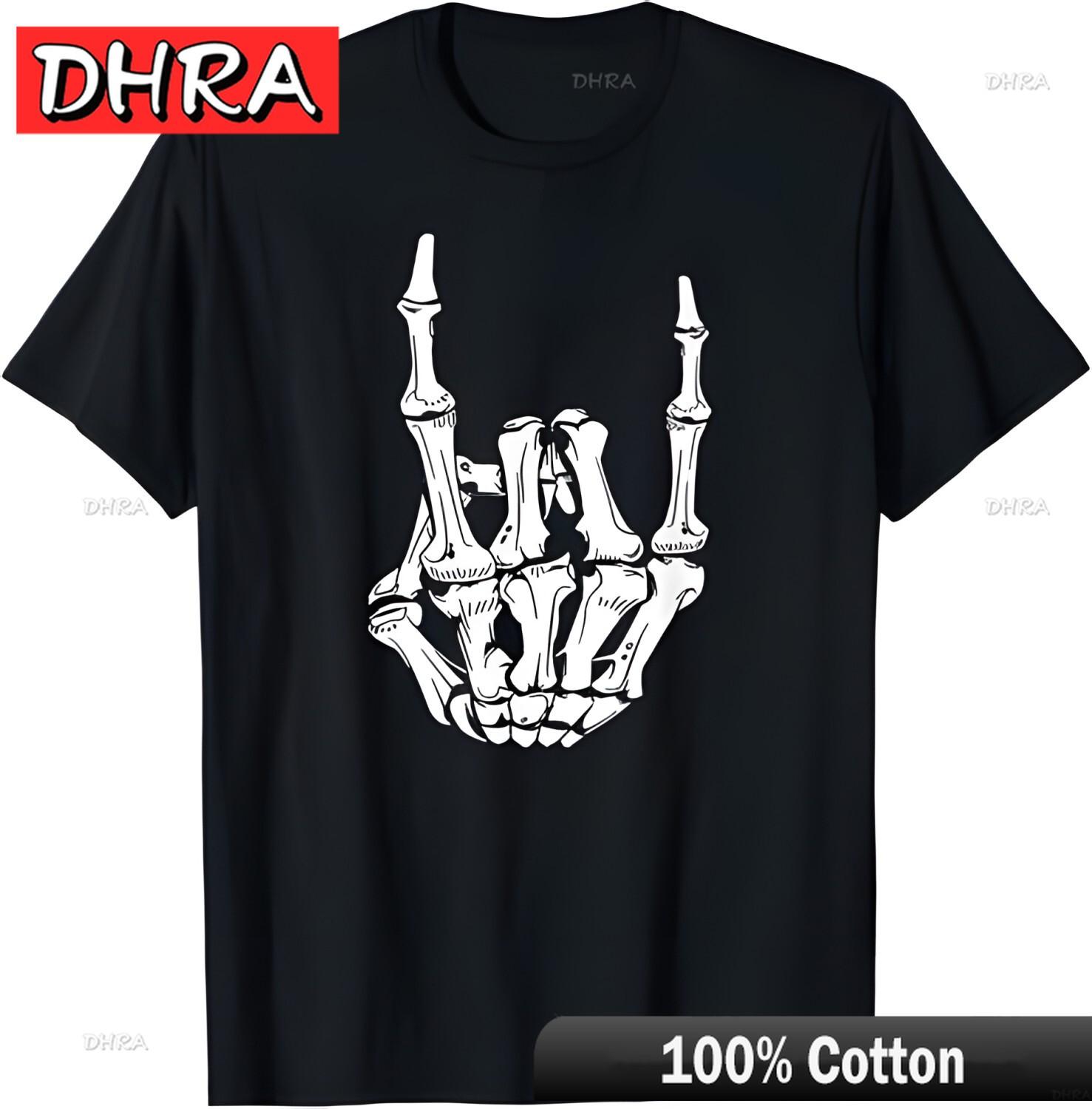 Trendy Rocker Skeleton Hand Rock on Funny Halloween Costume TShirt Cool Edgy TShirts Tops for Vocation TShirt Girls Portrait 4XL