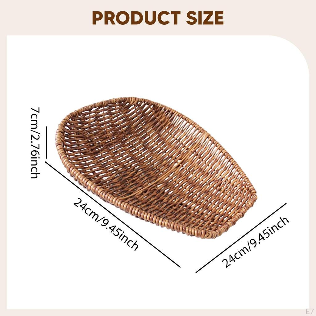Imitation Rattan Basket Food Serving Holder Organizer Home Decor Woven Bread Vanity Tray for