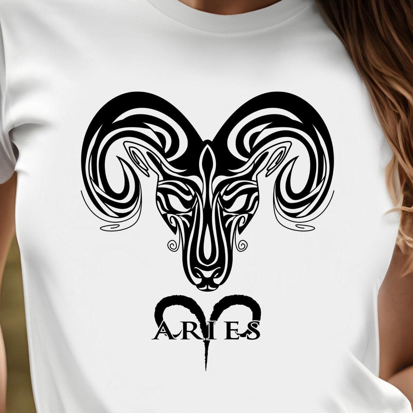 Aries Ram Zodiac Unisex Tee, Astrological Sign March April, Rams Head T-Shirt, Horoscope Birthday Gift, Aries Symbol Shirt, 8 colors 4XL