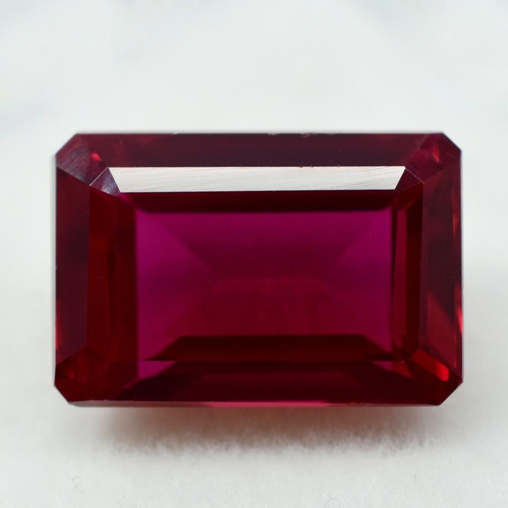 Natural Red Ruby Loose Gemstone Emerald Shape - 8.10 ct Bloody for Jewelry Making and Crafts