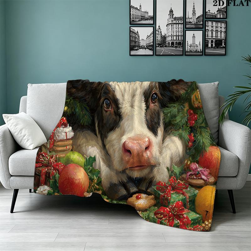 Weihnachtstiere Bedruckte Flanelldecke, weicher Überwurf für Schlafzimmer Sofa, waschbar, Weihnachtsgeschenk, tolles Geschenk.