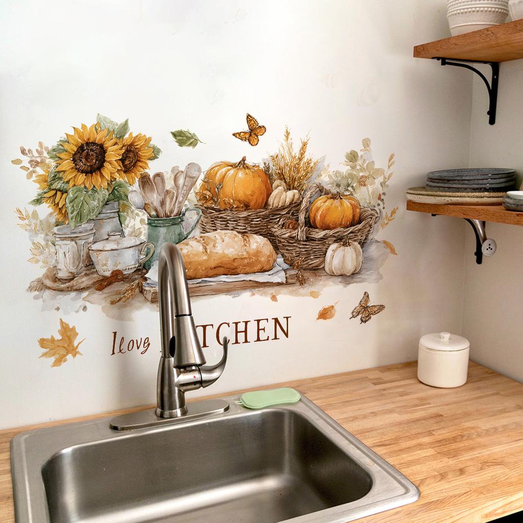 Warm Kitchen Decoration Stickers, Autumn Harvest Decoration, Wall Beautification, Healing Atmosphere Effect