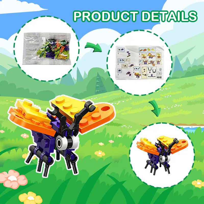 Insect Animals Model Set Building Blocks Toy Assembly Bee Dragonfly Mantis Bricks Toy Interesting Animal Ornaments For Kids Gift