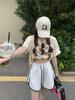 Women's Gray Casual Elastic Waist Shorts - Summer Wide-Leg Hot Pants, Versatile and Trendy Five-Point Sports Wear