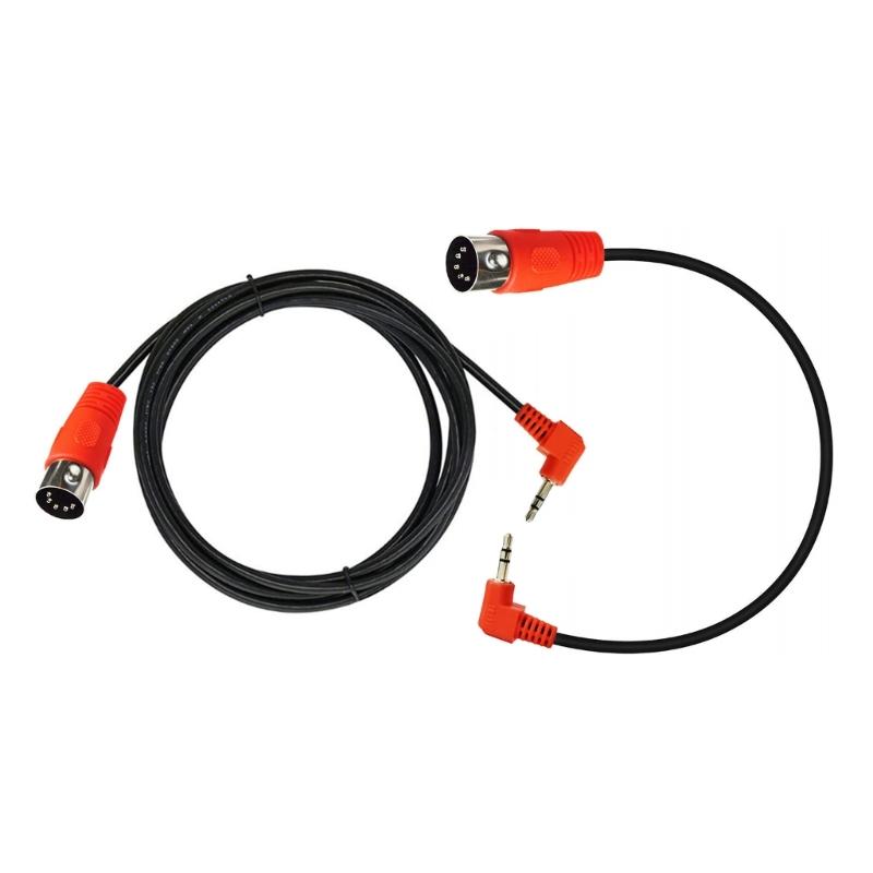 50cm/150cm Long 3.5mm TRS Male to 5Pin DIN Male Cable 90 Degree Angle for Keyboards Piano Drum Sound Recording Device