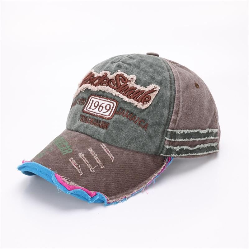 Retro Distressed Baseball Cap Washed 1969 Colored Fringed Baseball Cap Made of Old, Versatile, and Niche Hats