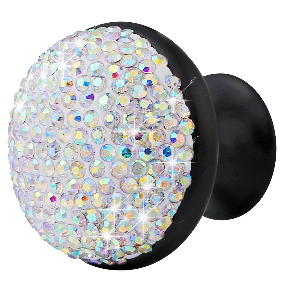 Aluminum Alloy Door Knobs Black Rhinestone Mushroom Shape Creative Pull Handle Cabinet Drawer Cupboard Shining Alloy Knobs